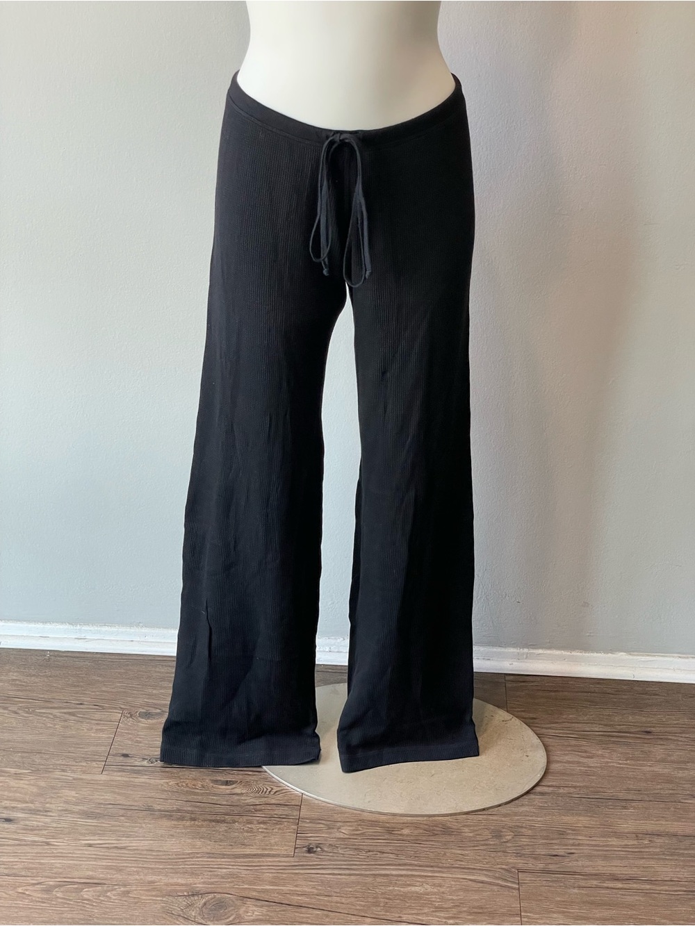 Hard Tail Black Wide Leg Pants with Drawstring